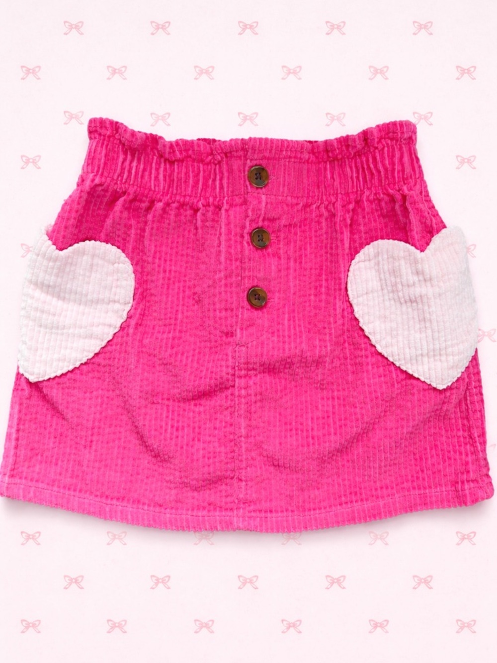 Old Navy Hot Pink Corduroy Skirt with White Heart Pockets